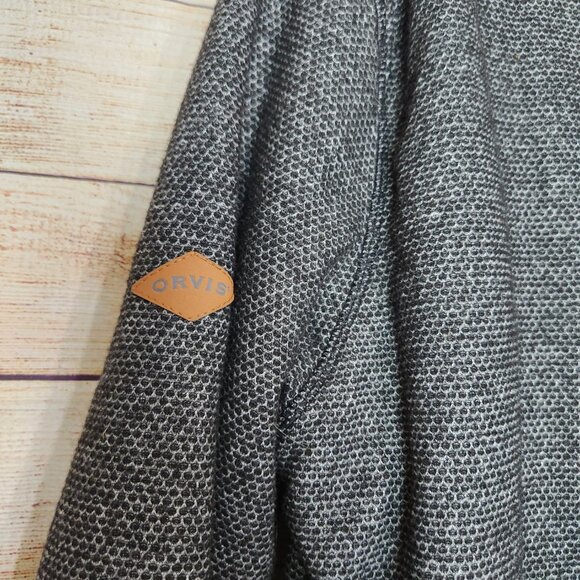 Orvis Sherpa Fleece Lined Tweed Gray 1/4 Zip Pullover Sweater Jacket Men's Small - Picture 11 of 16
